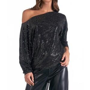NEW ELAN off the shoulder sparkle top in black
